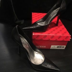 Guess Black Leather Spike Heel Pumps
